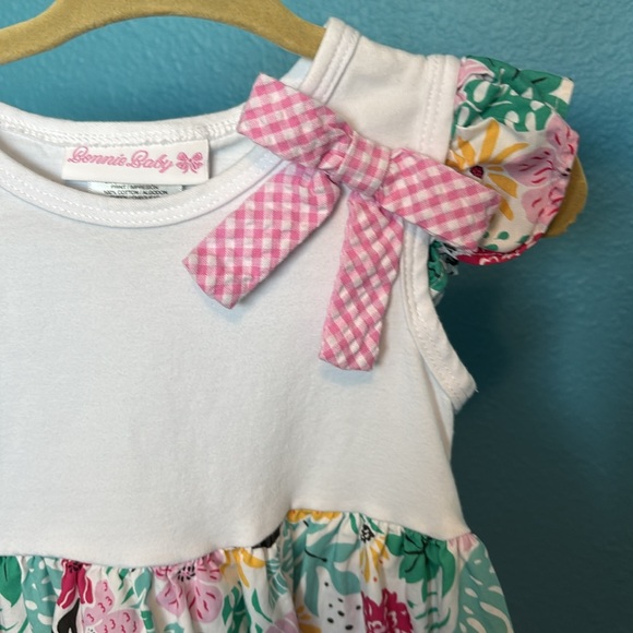Bonnie Baby formal toddlers dress with bow and variety print - Picture 2 of 8